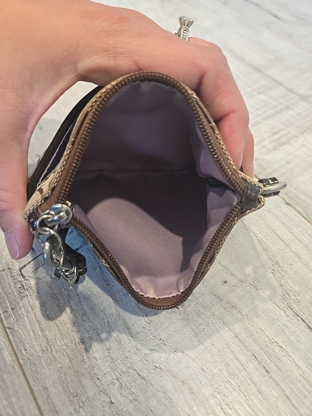 Coach Signature Jacquard Wristlet in Brown/Khaki - Picture 6 of 11